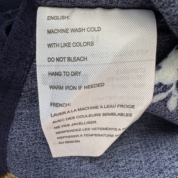 Elodie Women's Size Medium Navy Blue Floral Puff Sleeve Button Up Blouse Top NWT - Picture 9 of 9